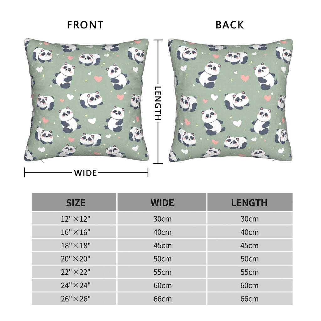 Panda Animal Heart Square Pillow Case Cushion Covers Custom Polyester Decor Pillowcover For Home 18"X18"