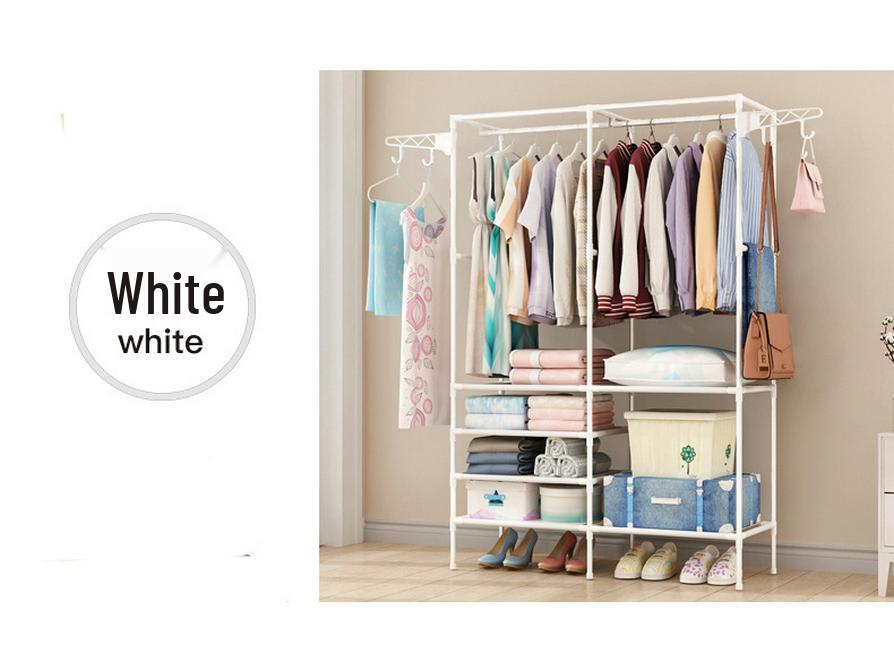 Floor-Standing Multi-Layer Coat and Clothes Rack with Storage Shelves for Dormitory or Home Use