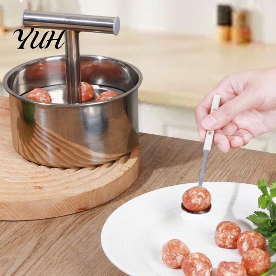 Meatball Maker Tool Stainless Steel Maker, 6/12-Hole Manual Meat Press Mold for Homemade Ergonomic Beef Pork Fish Balls, Non-Stick Shaper, Dishwasher