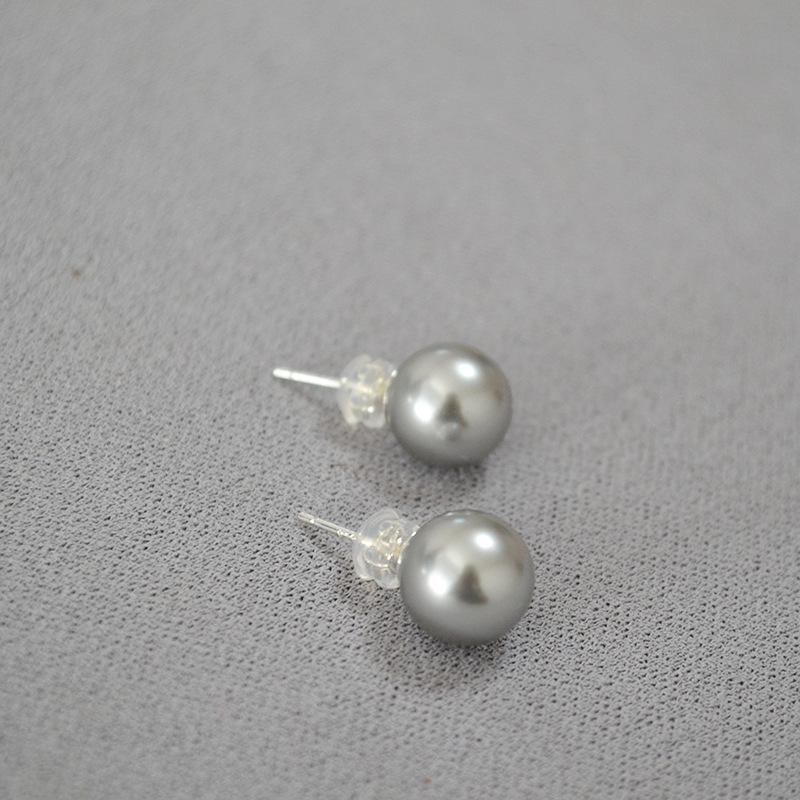 Korean Luxury Silver-Gray Pearl 925 Silver Earrings