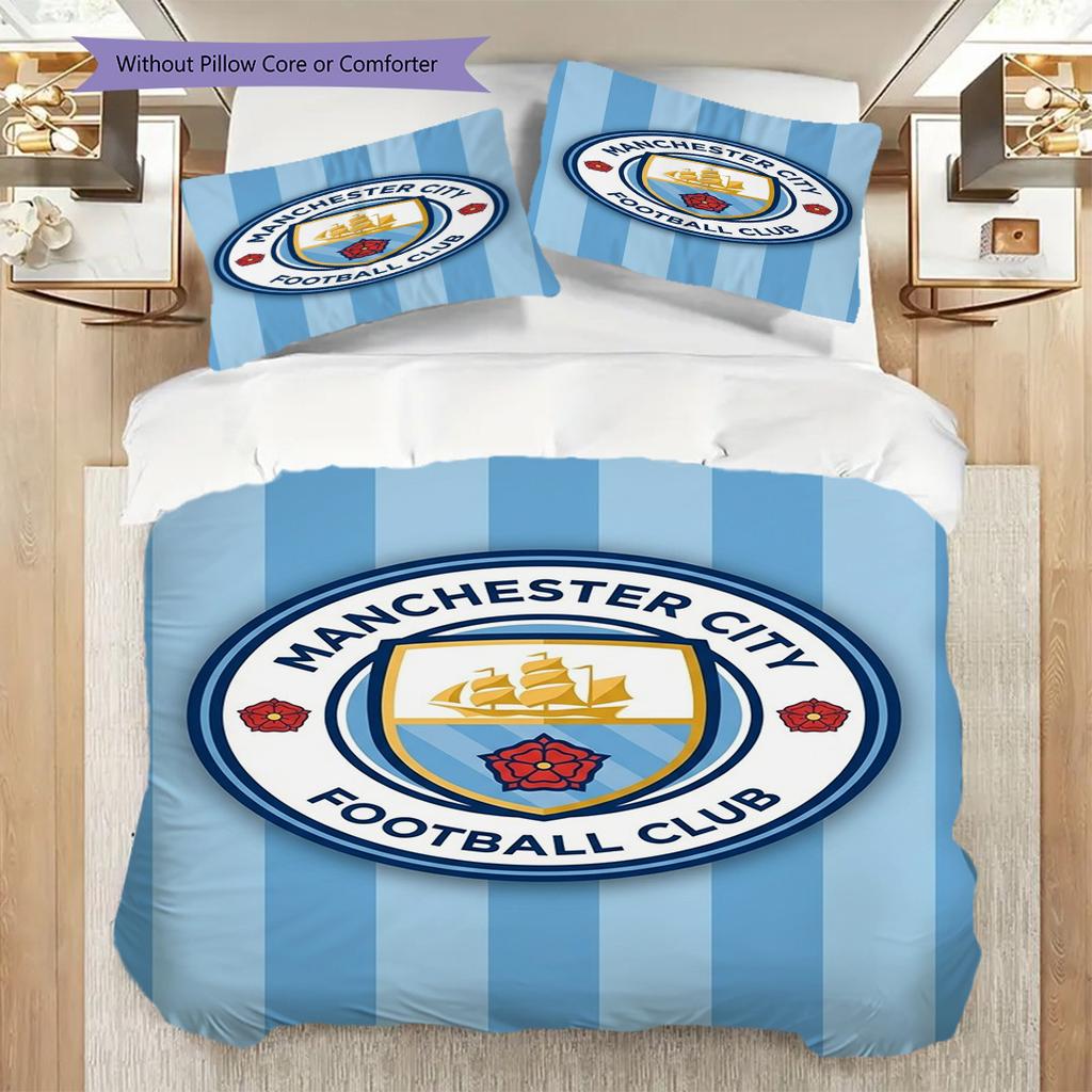 Manchester City Pride. Bedding (1 * duvet cover + 2 * pillowcase, without core) 2DFlat Duvet cover and pillowcase Christmas birthday gift