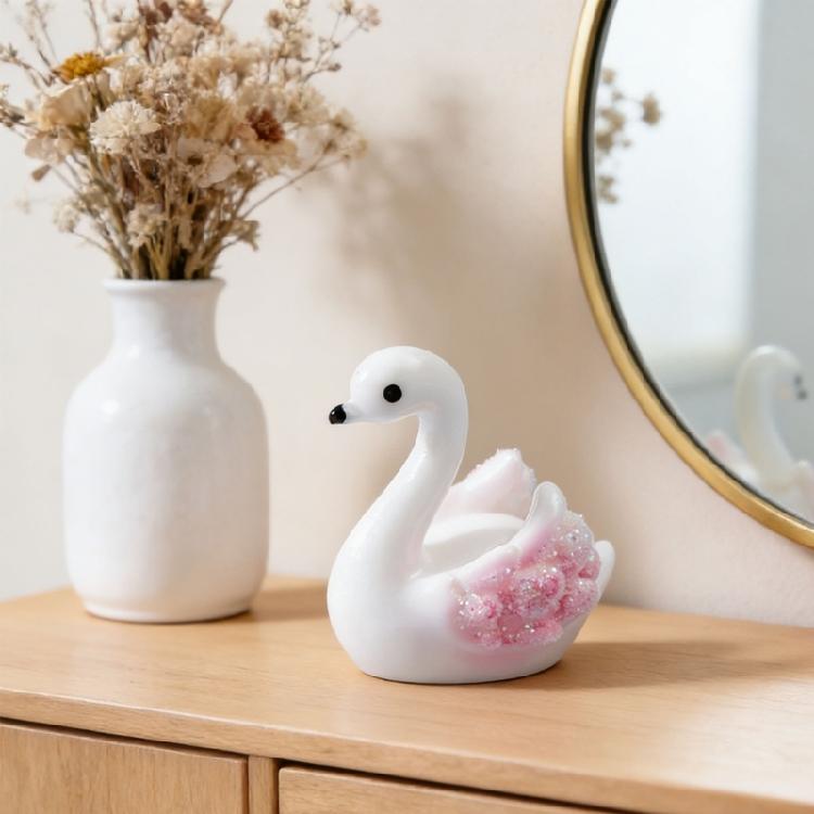 4PCS Artistic Resin Miniature Duck Statues Glittering Animal Ornaments For Creative DIY Crafts And Table Shelf Displays
