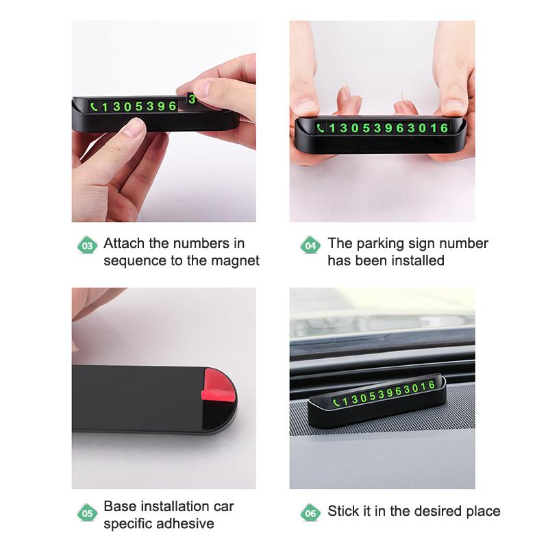 2Pcs Car Temporary Parking Number Plate Luminous With 4 Sets Of Numbers Temporary Stop Sign Phone Number Plate Hidden Switch