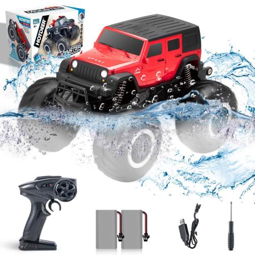 Carox OX34 RC Amphibious 4WD Waterproof Off-Road RC Car with Collision Prevention, 360 Rotation, Super Pivot Maneuvering, 2 Rechargeable Batteries, S