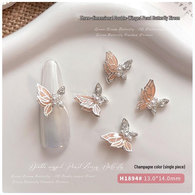 QianSiMeng 3D Butterfly Rhinestone Nail Art Decoration with Alloy Zirconia Wings