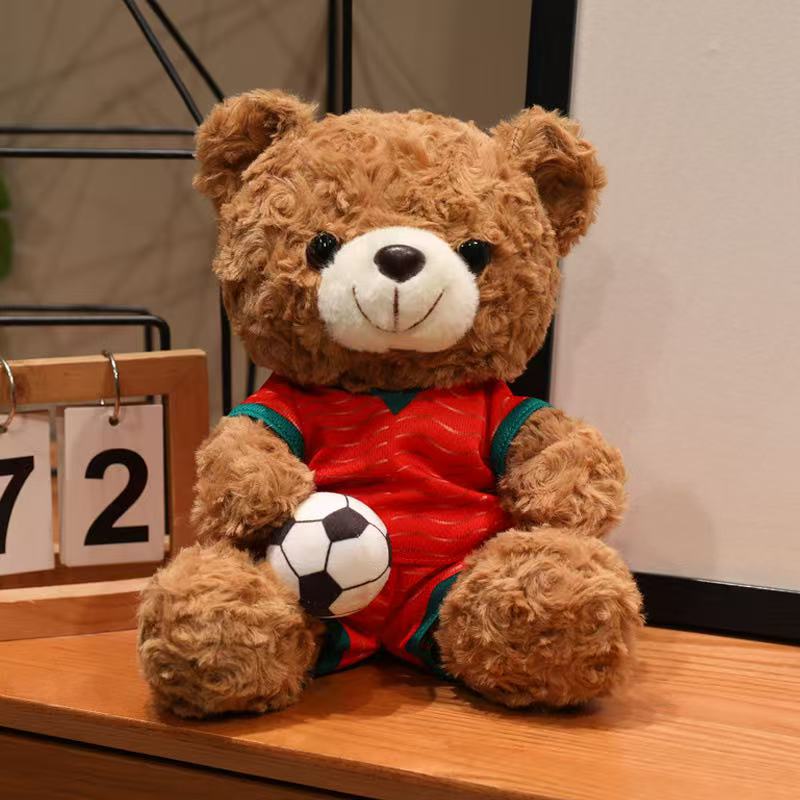 Newest Simulated Football Bear Doll Kawaii Stuffed Plush Toy Figure Doll Cartoon Anime Cute Kids Birthday Holiday Gift Doll