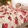 Flower Blanket for Sofa Reactive Printed Thin Blanket for Beds Single/Queen/King Coral Fleece Flannel Blanket Soft Warm Plaids