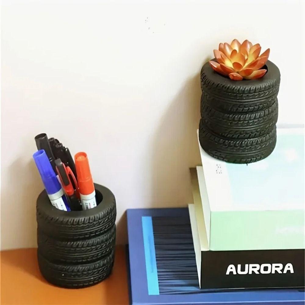 Creative Tire Shaped Pen Holder Decorative Pencil Storage Rack Stationery Accessories