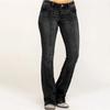 Women's Long Denim Low Waisted Bone Breaking Flared Trousers