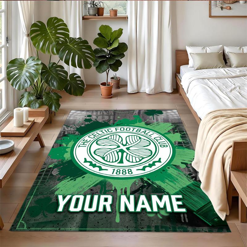 Crystal Velvet Rug Custom Name Text, Soft Non Slip Floor Mat Home DecorCeltic FC