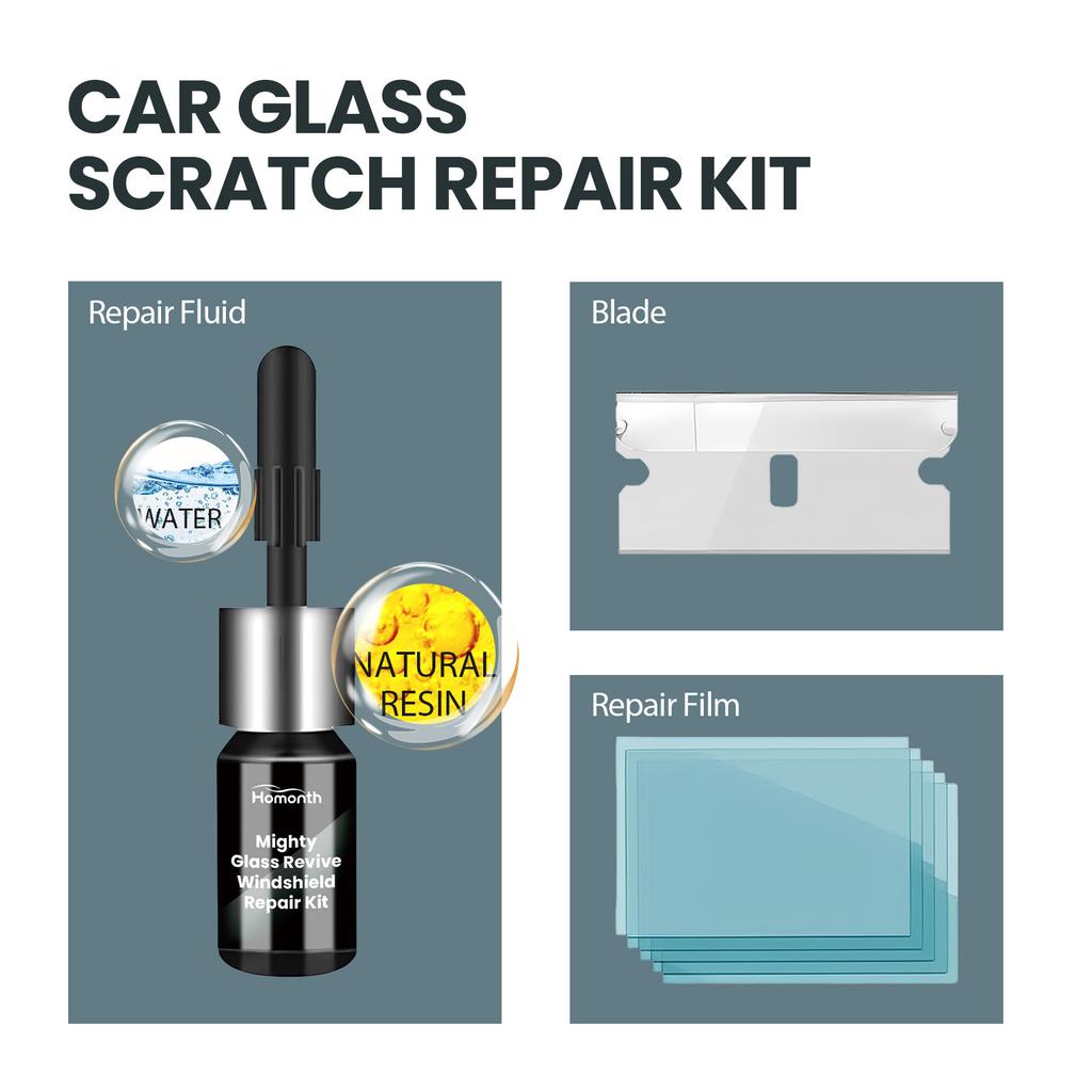 Homonth Windshield Repair Kit for Car Windshields Specialized Adhesive for Repairing Cracks Scratches Breakage and Pasting