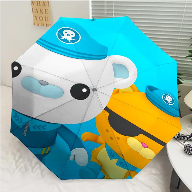 The Octonauts7 Print Automatic Umbrella, 8 Rib Iron Frame, Plastic Handle, Suitable for Outdoor Travel &Daily , Ideal Gift