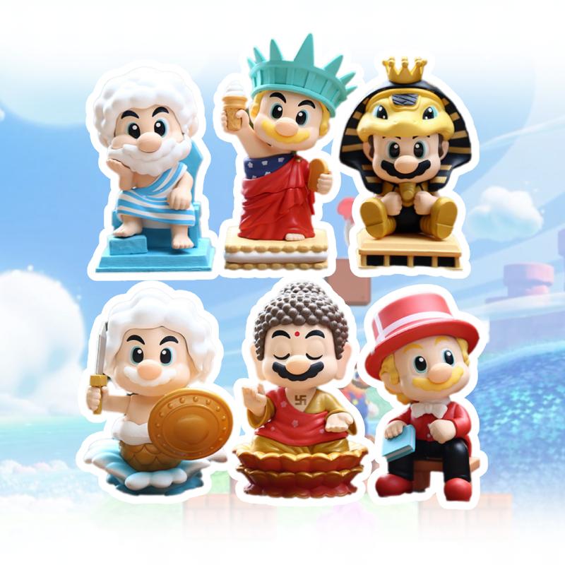 6pcs Mario Action Figure Anime Cosplay Game Doll Collectible Toy Car Display