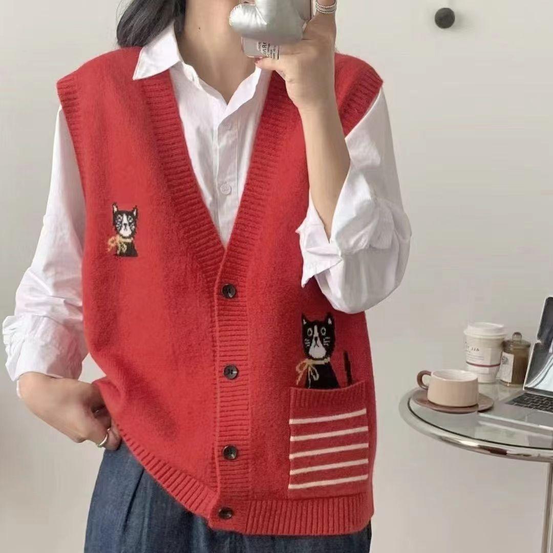 

Кардиган с V-образным вырезом, вязаный жилет, женский весенне-осенний свободный вязаный жилет-кардиган S