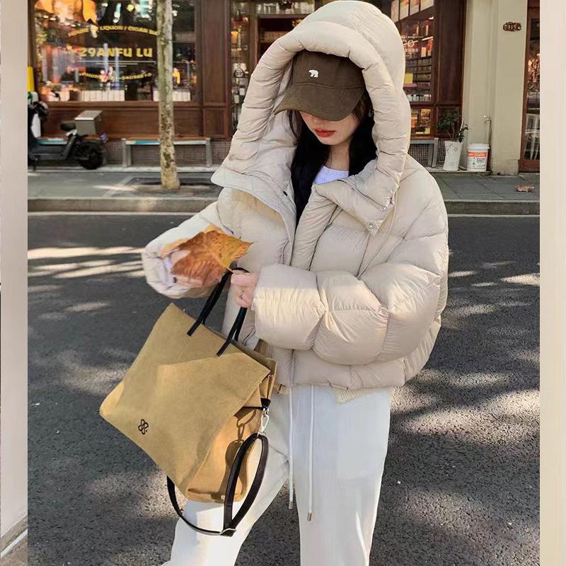 Hooded Down Cotton Jacket Women's Winter Hat Cotton Clothes Korean Version Loose Fit