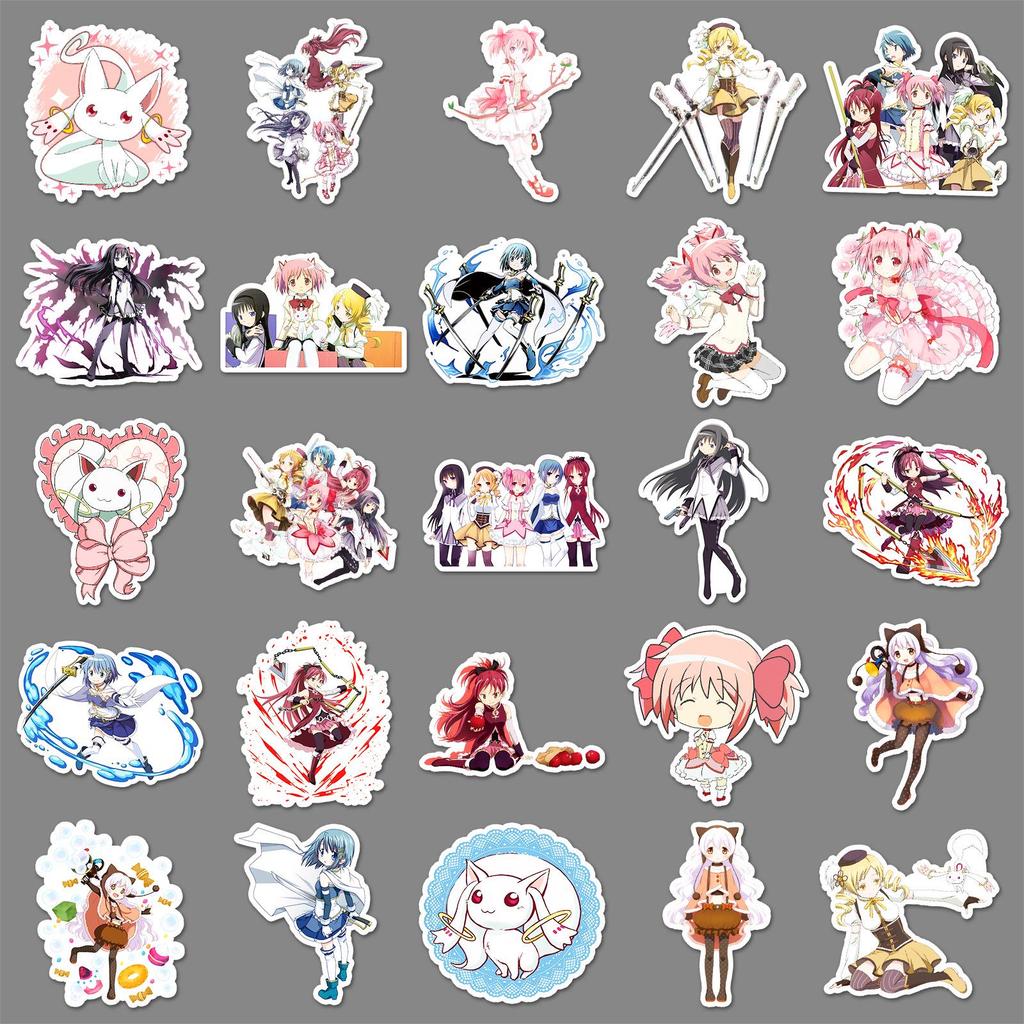 50 Puella Magi Madoka Magica Stickers: Anime Waterproof Journal Decoration & Thermos Cup Stickers