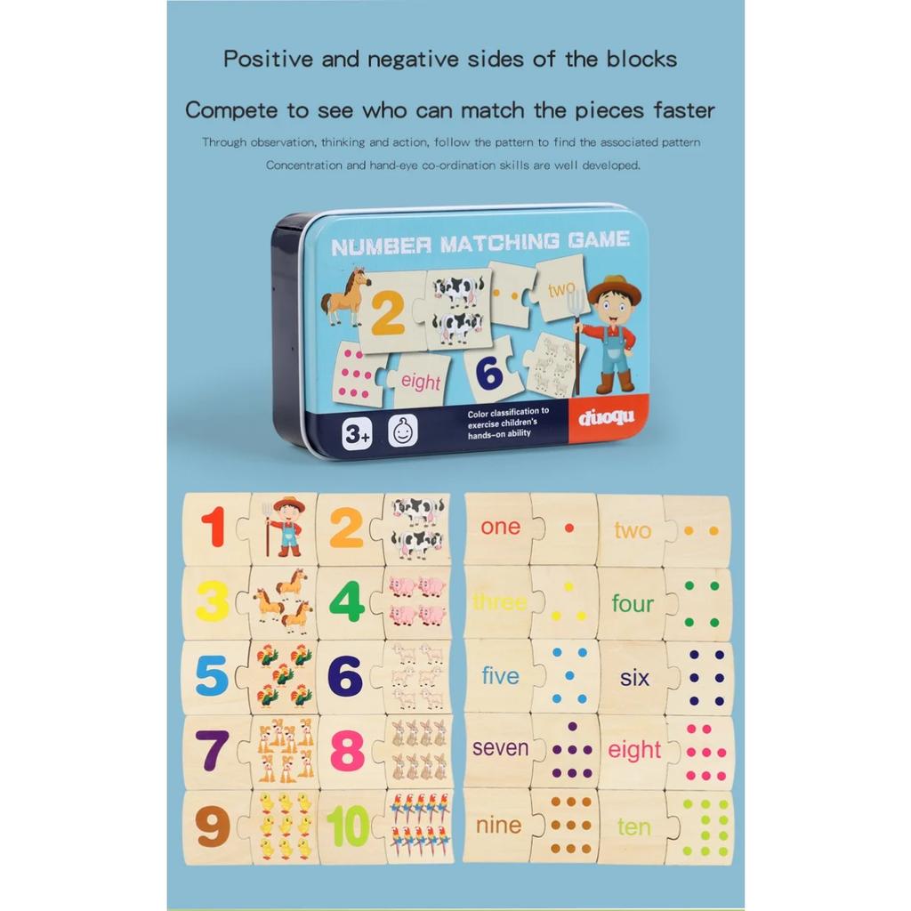 Interactive Wooden Learning Toy – Fun Animal & Number Matching Game for Shape Recognition & Early Math Skills, Ideal for Kids