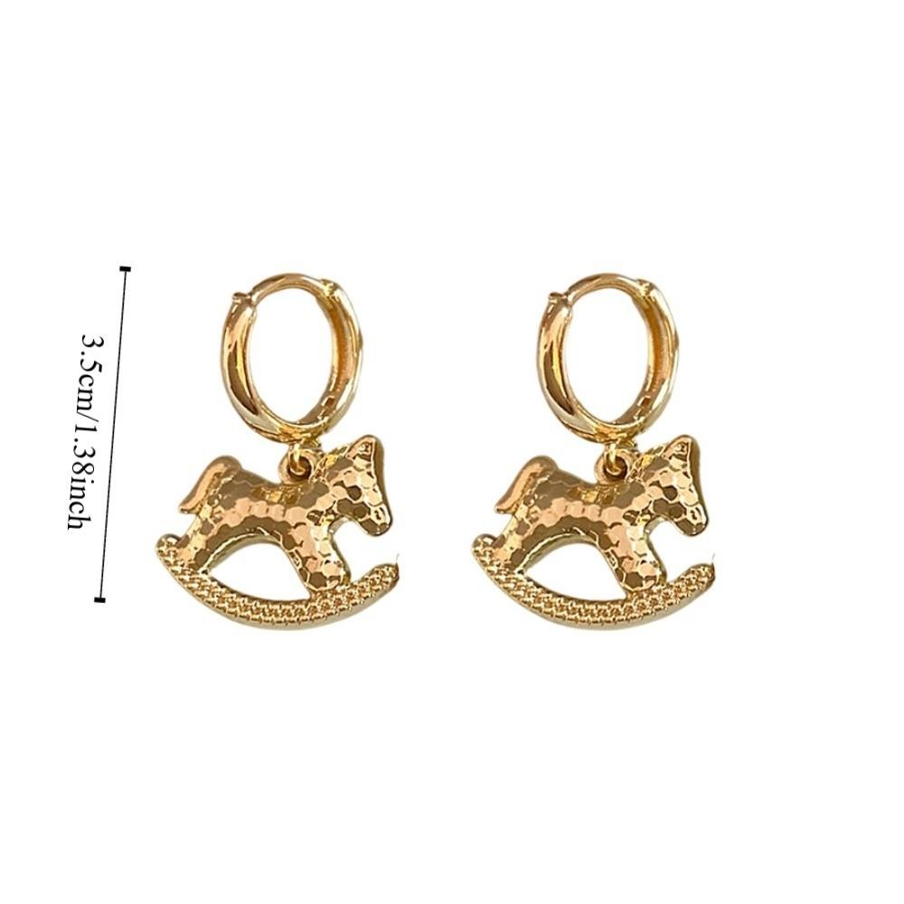 Chinese Horse New Year Cartoon Pony Earrings Rocking Pony Drop Earrings Zodiac Horse Earrings  Lady