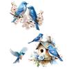 Blue Bird Nest Wall Sticker Removable Plant Flowers Bathroom Toilet Cover Refrigerator Door Cabinet Door Window Home Decor