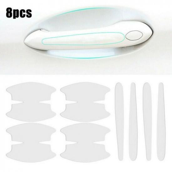8Pcs Car Door Bowl Handle Anti-scratch Clear Protection Film Sticker Decoration