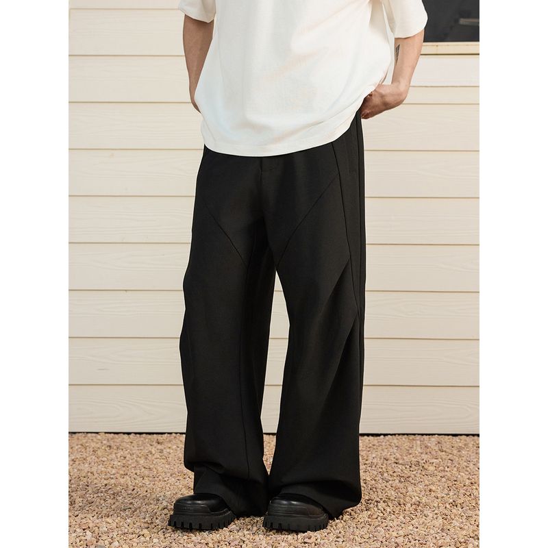 HACR Women Harshandcruel Drape Sense Idle Style Cleanfit Pleated Matchet Pants Loose Pants Suit Pants
