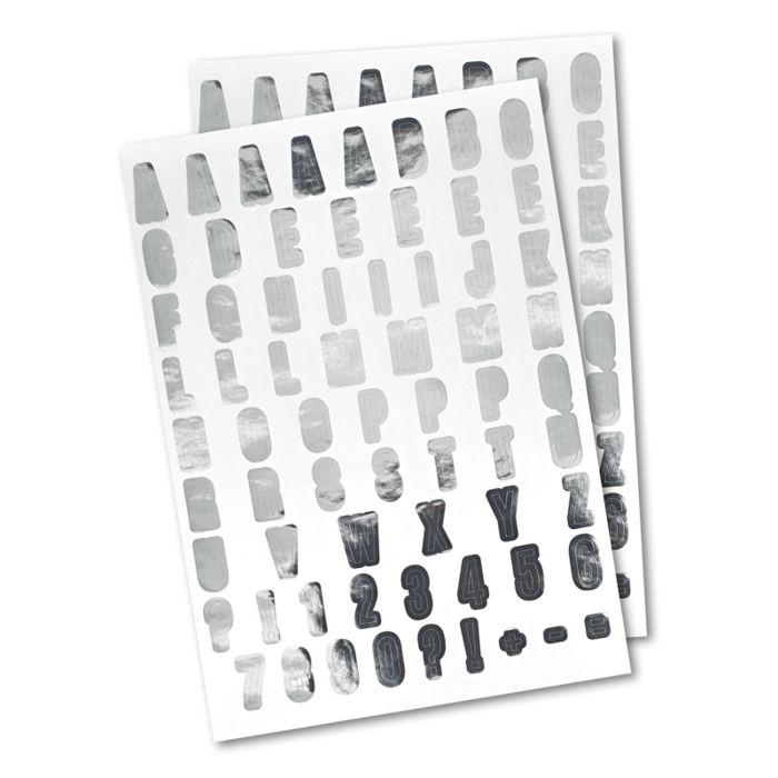 Sticker Alphabet - Metallic - Silvery - 134 Pcs - 1 To 1.5 Cm - Mixed