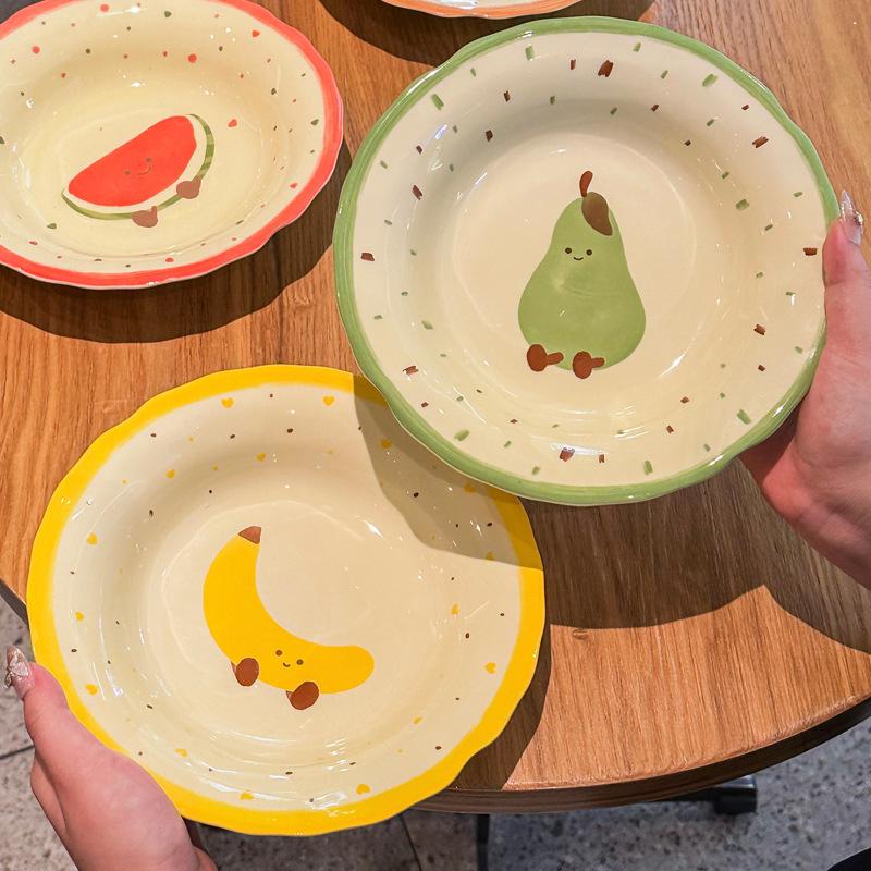 Croissant Keramikteller Haushalt Speiseteller 2025 neuer hochwertiger Teller niedlicher Kinderfrühstücksteller Geschirrset