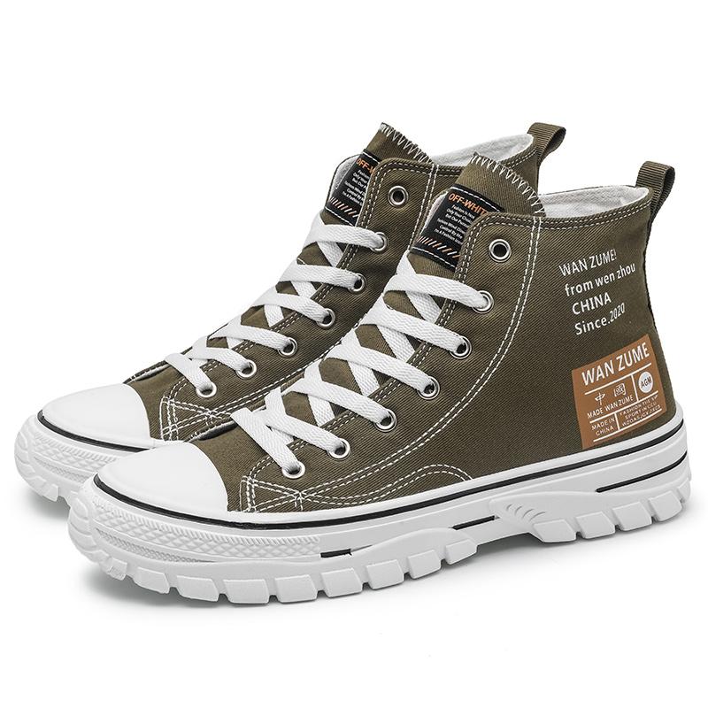 Four Seasons High Top Casual Canvas Shoes, Black, Army Green, White