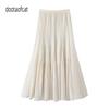 2026 Spring Women's Draped High-Waisted A-Line Jacquard Midi Skirt