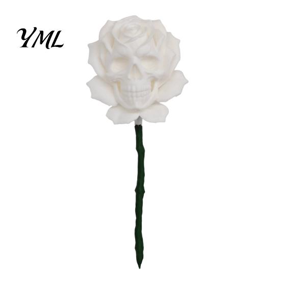 Niche Dark Theme Ornaments Gothic Skull Rose Decor, 3D Printed Skeleton Artificial Realistic Sculpture Flower, Aesthetic Halloween Ornament for Table