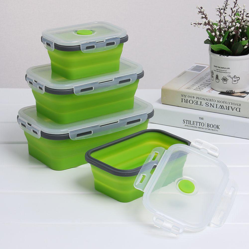 Eco-Friendly Storage Household Picnic Boxes Collapsible Bowl Silicone Food Container Folding Lunchbox