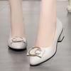Fashion Shoes For Woman 2024 Luxury Leather Casual With Medium Heels Women's Summer Footwear Square E Discount Slip On Sale Chic Point A