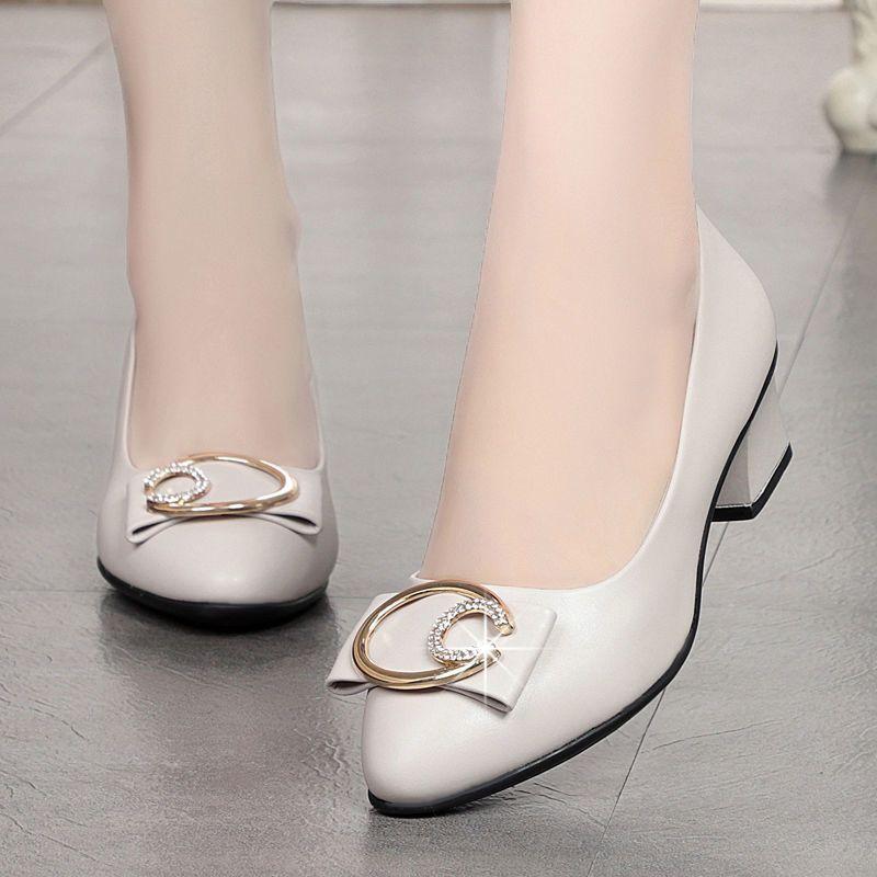Fashion Shoes For Woman 2024 Luxury Leather Casual With Medium Heels Women's Summer Footwear Square E Discount Slip On Sale Chic Point A