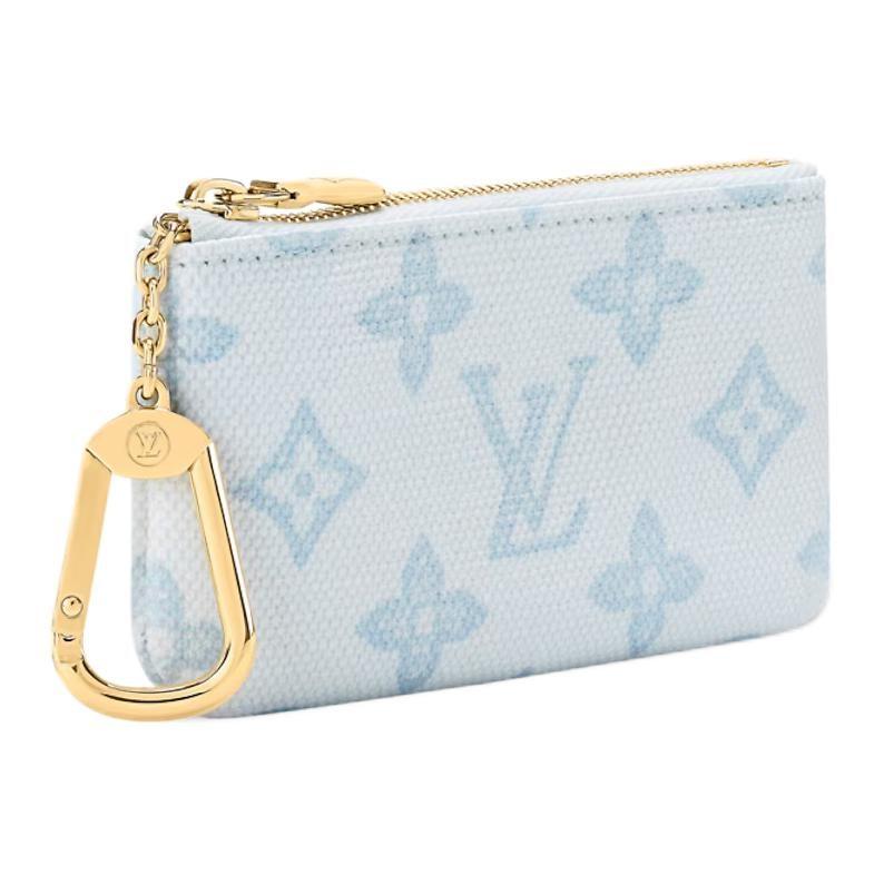 Louis Vuitton Coated Canvas Coin Purse Key Pouch Small Women's Blue M27674