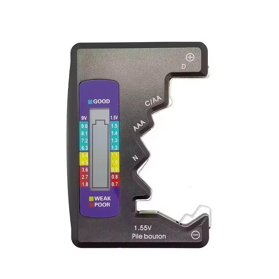 

Digital Battery Tester LCD Display 5pcs AA/AAA/9V/1.5V Button Cell Battery Capacity Check Detector Capacitance Diagnostic Tool чорний