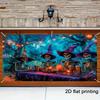 Flat-printed Garage Banner, 1 Piece with 6 Skull-themed Party Pattern Garage Door Banner.