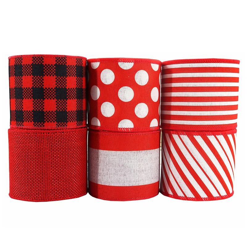 1PC Wrapping Ribbon Linen Material DIY Materials Easy To Style Gift Wrapping Exquisite Christmas Decorations Bow Making 6.3cmx4.5m