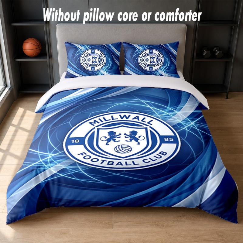 Millwall Football Design Bed Bedding Set 1 Duvet Cover + 2 Pillowcases Soft Breathable Household Bed Linens