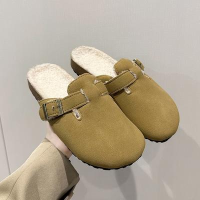 Comwarm Pälsclogs för Kvinnor Män Vinter Hemma Korktofflor Fuzzy Tofflor Kort Plysch Potatisskor Inomhus Utomhus Varma Zuecos Mujer