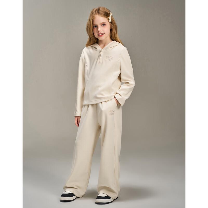 Girls' Korean Style Hooded Sweatshirt & Wide Leg Pants Set