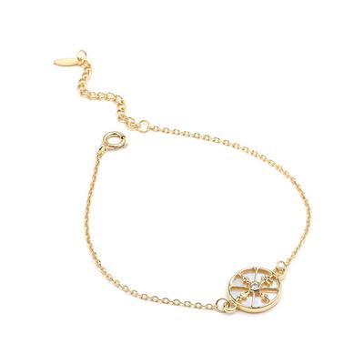 Jewelry Factory New New Pure Silver Plated 14K Gold Inlaid with White Zirconia Shell Light Luxury and Slim Style Bracelet Jewelry