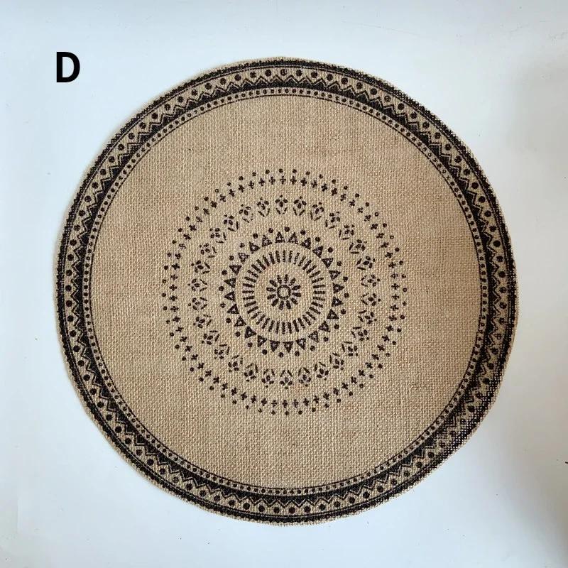 1PC Round Flower Print Table Placemat Nordic Style Non-slip Placemat Heat Insulation Furniture Decoration Mat Coffee Cup Mats LS