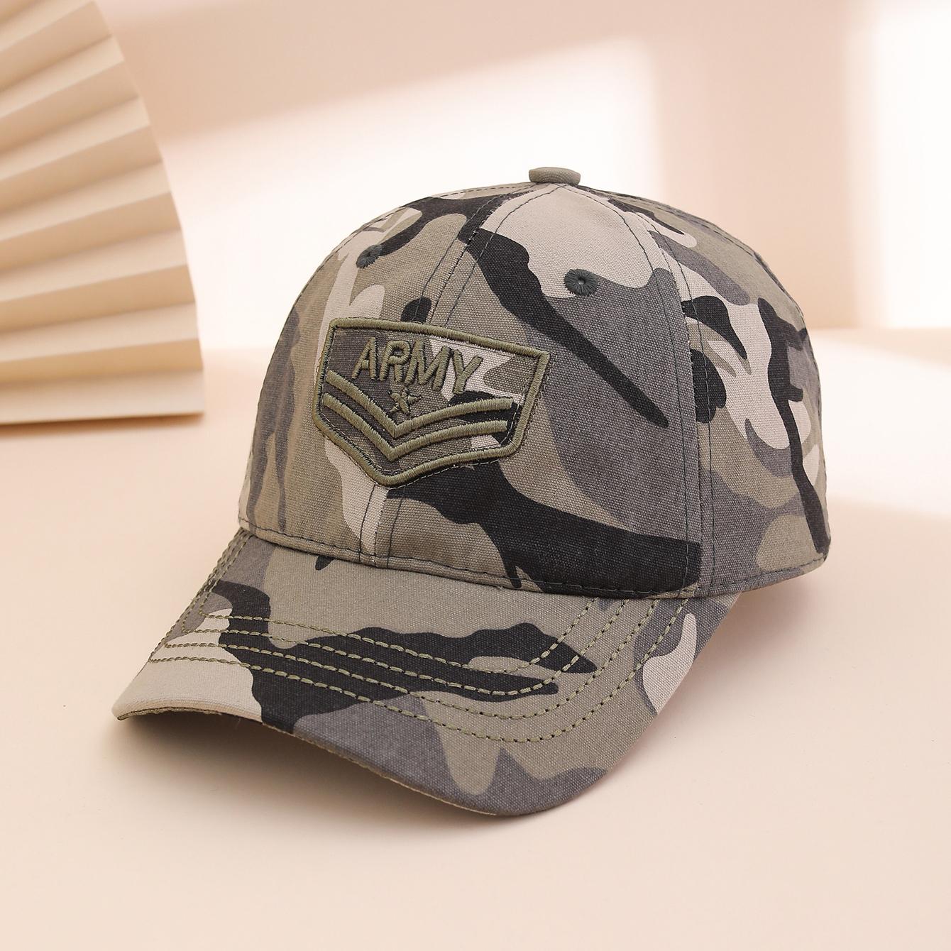 

Spring Autumn Fashion Patchwork Embroidery Letter Pentagon Baseball Cap, Military Style Outdoor Versatile Duckbill Hat One Size