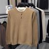 Men's Fashionable Thick Knit Sweater - 2025 Autumn/Winter Two-Piece Look, Round Neck, Youth Style.