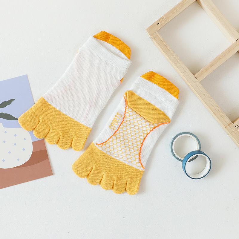 5 Paar Kinder Sport Kurzsocken mit Zehen Mesh Atmungsaktiv Schweißableitend Deodorant Gestrickte Baumwolle Baby Jungen Mädchen 5 Finger Knöchelsocken