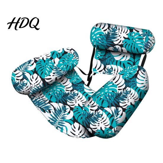 Pool Float Recliner Inflatable Plant Pattern Lounge Chair for Adults Floating Water