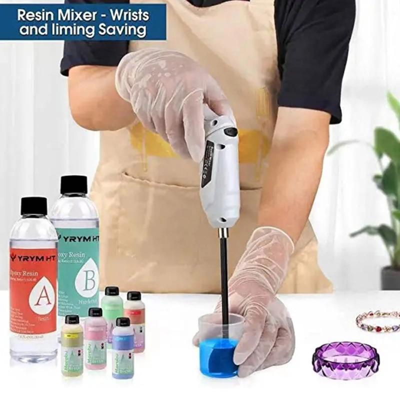 Handheld Epoxy Mixer USB Powered Rechargeable Resin Stirrer for Epoxy Tumblers Glazes Paint Stirrer with 2 Pcs Paddles