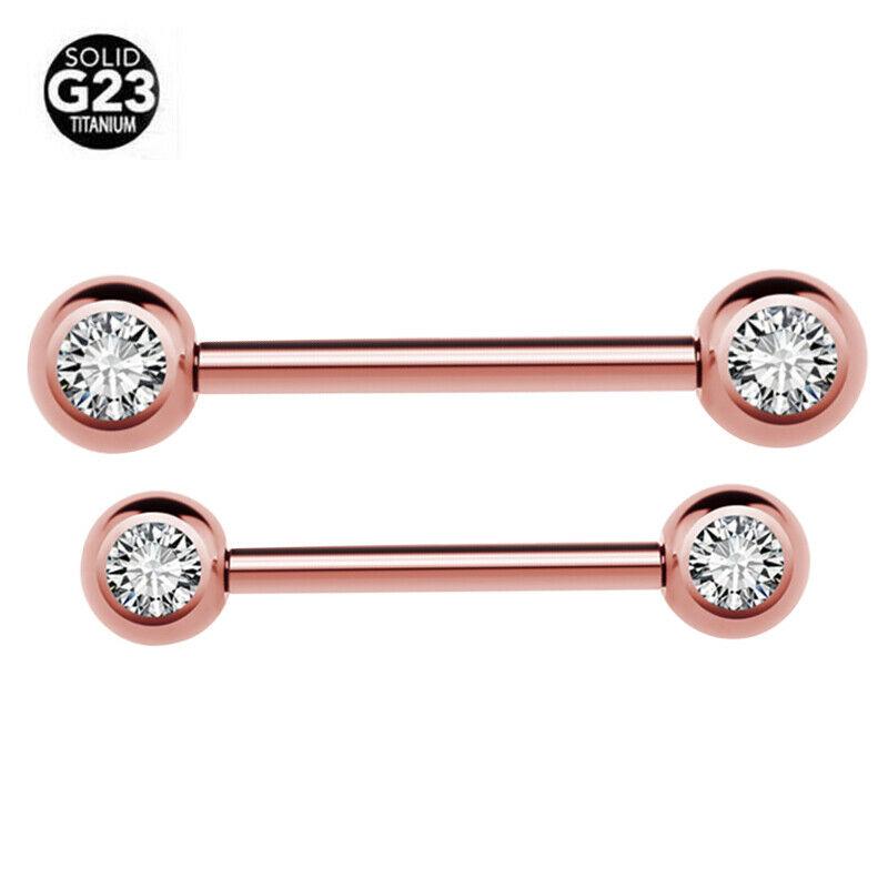 CUTE Nipple Bars | G23 Titanium Nipple Piercing Bar Gem Tongue Straight Rings 12-14mm Jewellery