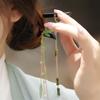 Bamboo leaf pearl fringed hairpin antique Mori simple disc hair wooden hairpin fashionable retro Guochao hair accessories women