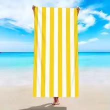 1 Stück Minimal gestreiftes Strandtuch, Ultrafeine Faser Schnelltrocknend Saugfähiges Handtuch, Strand Schwimmen Urlaub Strandtuch